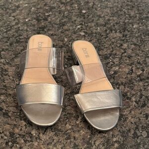 Bar III Silver Women's Slide Sandals 8